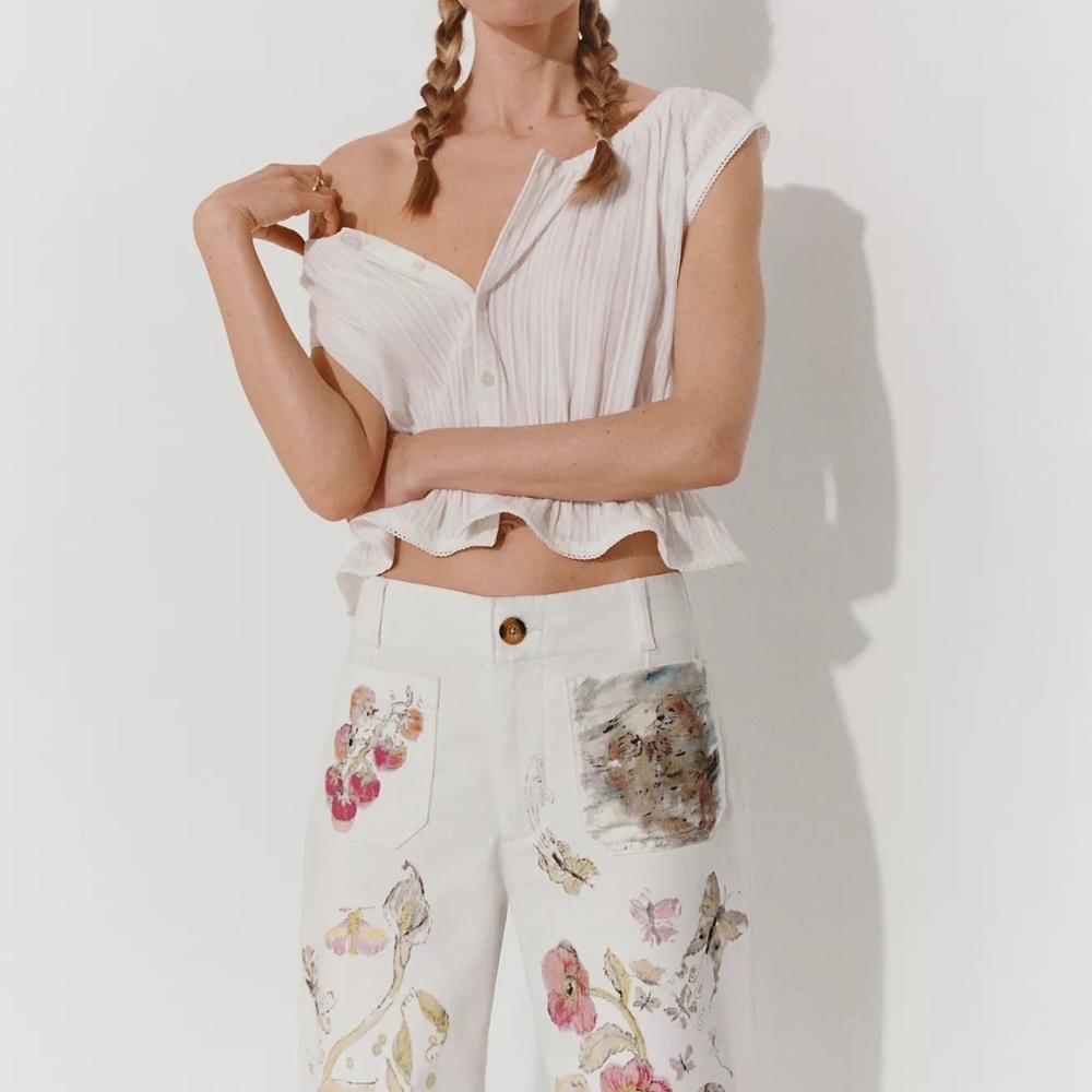 Anthropologie Top Blouse Tie-Waist Pilcro XL NEW - Picture 5 of 5